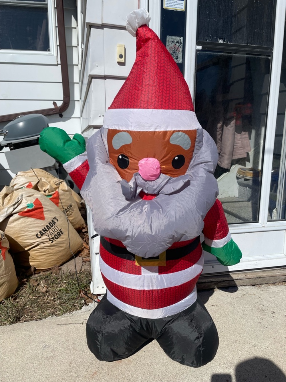 Holiday Time Red Santa with Green Gloves Inflatable Decoration